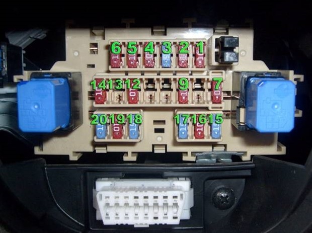 Nissan Tiida - caixa de fusíveis