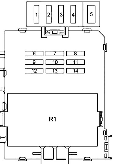 Toyota Tacoma (1998-2000) - caixa de fusíveis