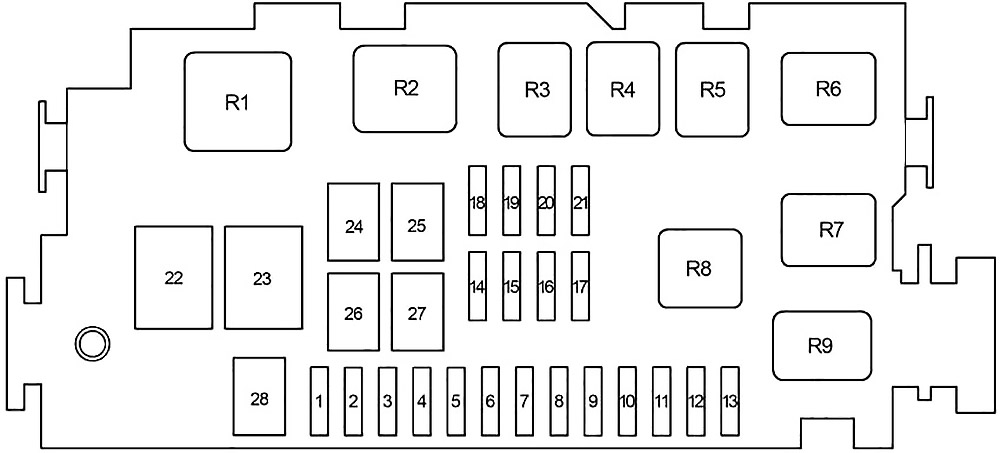 Toyota Tacoma (2001-2004) - caixa de fusíveis