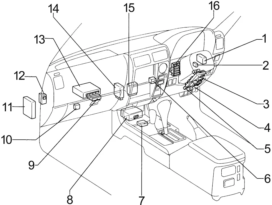 Toyota Land Cruiser Prado (J90) (1996-2002) - caixa de fusíveis