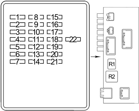 Lexus LS 430 (XF30) (2000-2006) - caixa de fusíveis