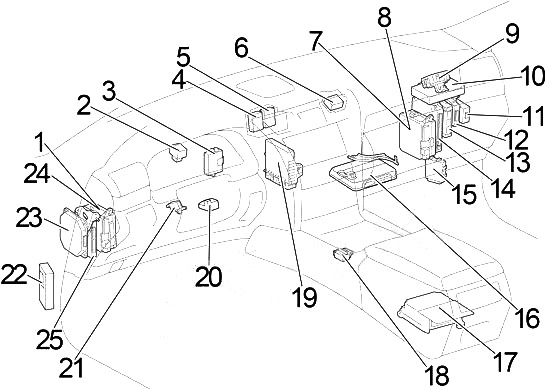 Lexus LS 460 (XF40) (2007-2012) - caixa de fusíveis